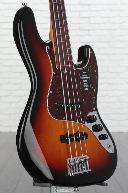  Fender American Professional II Jazz Bass Fretless - 3 Color Sunburst with Rosewood Fingerboard