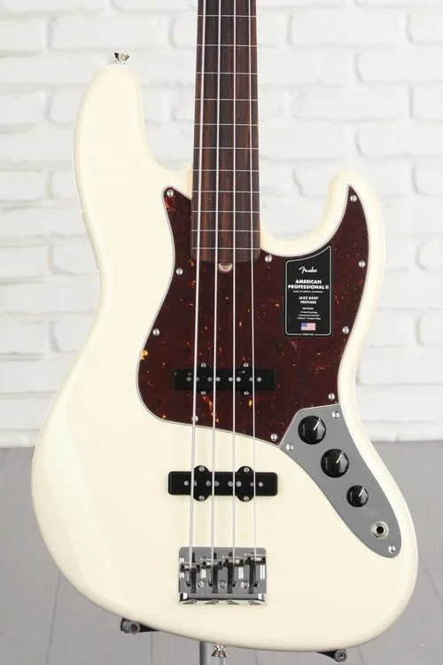 Fender American Professional II Jazz Bass Fretless - Olympic White with Rosewood Fingerboard