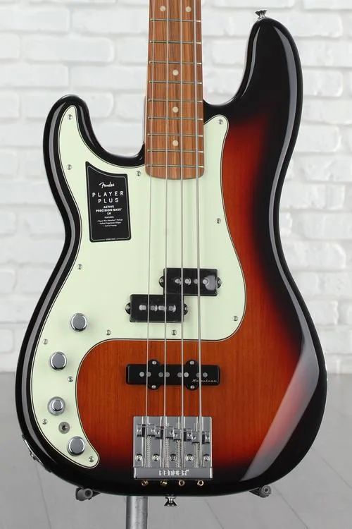 Fender Player Plus Active Precision Bass Left-handed - 3-color Sunburst with Pau Ferro Fingerboard