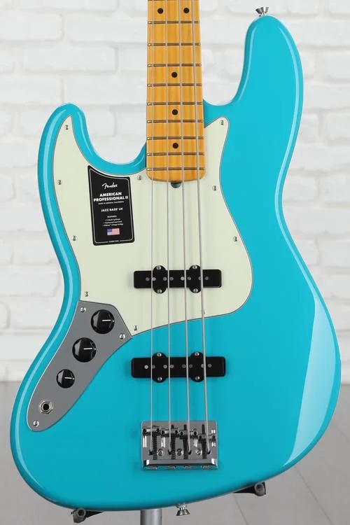 Fender American Professional II Jazz Bass Left-handed - Miami Blue with Maple Fingerboard