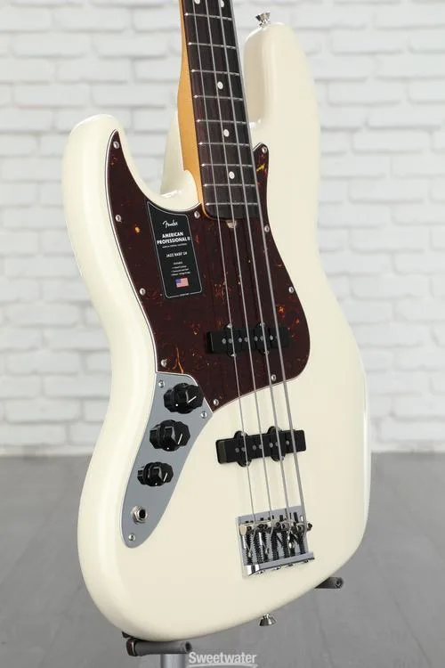  Fender American Professional II Jazz Bass Left-handed - Olympic White with Rosewood Fingerboard Demo