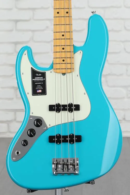 Fender American Professional II Jazz Bass Left-handed - Miami Blue with Maple Fingerboard Demo