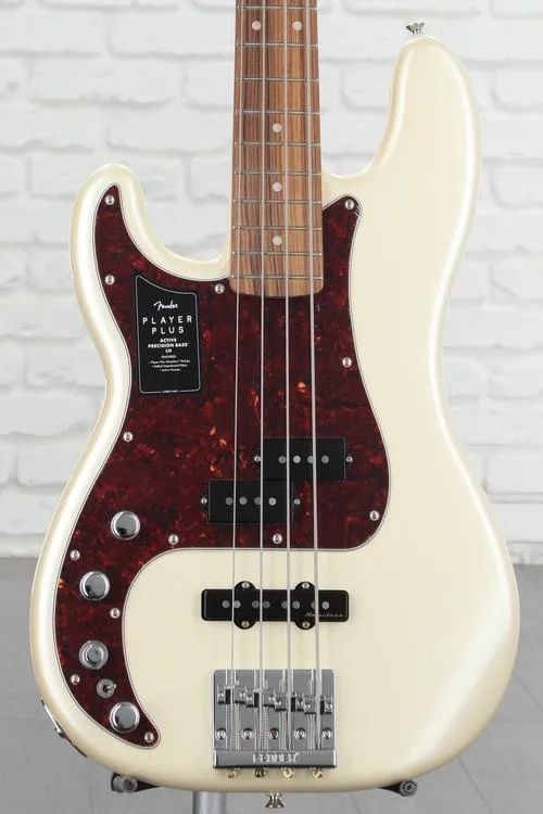 Fender Player Plus Active Precision Bass Guitar Left-handed - Olympic Pearl with Pau Ferro Fingerboard Demo
