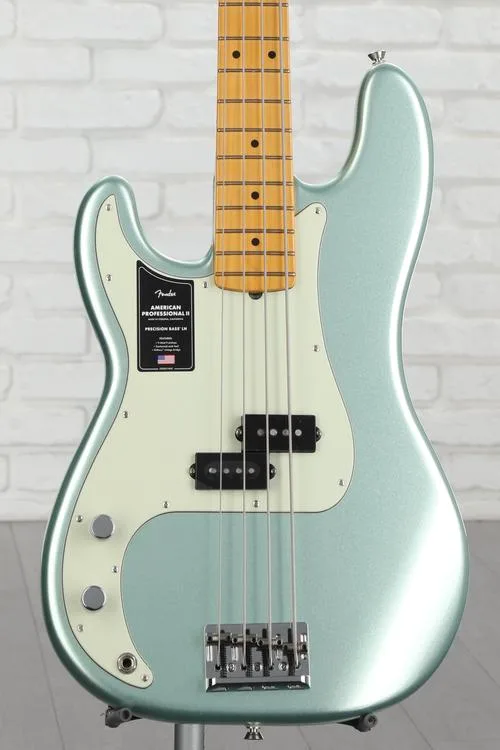 Fender American Professional II Precision Bass Left-handed - Mystic Surf Green with Maple Fingerboard Demo