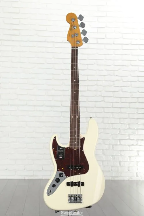  Fender American Professional II Jazz Bass Left-handed - Olympic White with Rosewood Fingerboard