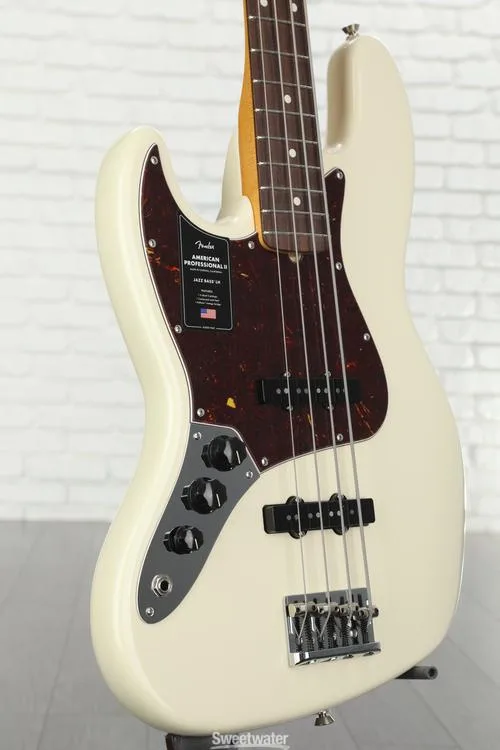  Fender American Professional II Jazz Bass Left-handed - Olympic White with Rosewood Fingerboard