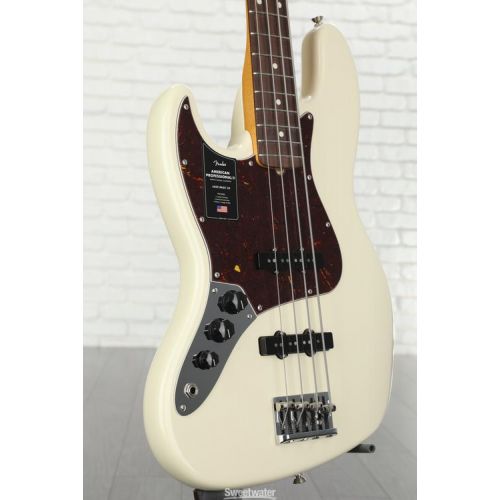  Fender American Professional II Jazz Bass Left-handed - Olympic White with Rosewood Fingerboard