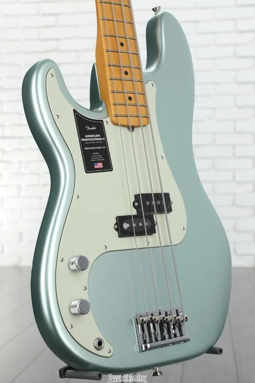  Fender American Professional II Precision Bass Left-handed - Mystic Surf Green with Maple Fingerboard