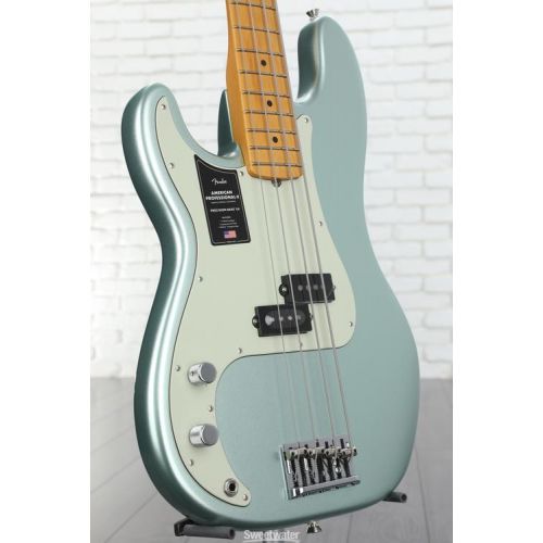  Fender American Professional II Precision Bass Left-handed - Mystic Surf Green with Maple Fingerboard