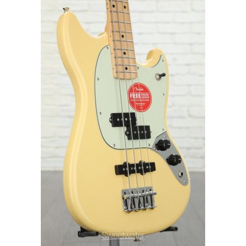  Fender Special Edition Mustang PJ Bass - Buttercream with Maple Fingerboard - Sweetwater Exclusive in the USA