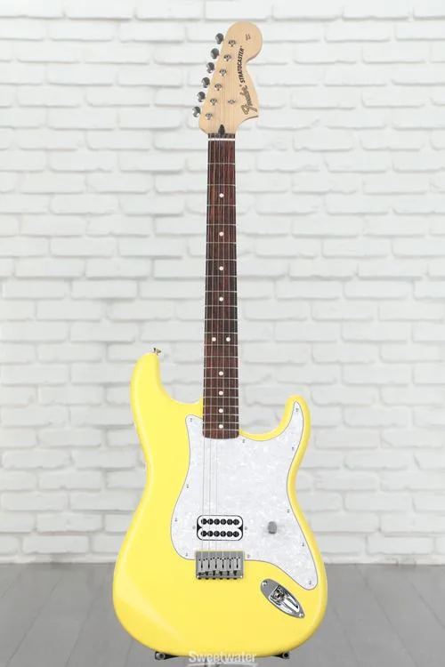  Fender Tom DeLonge Stratocaster Electric Guitar - Graffiti Yellow Demo