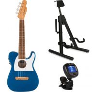 Fender Fullerton Tele Uke Essentials Bundle - Lake Placid Blue