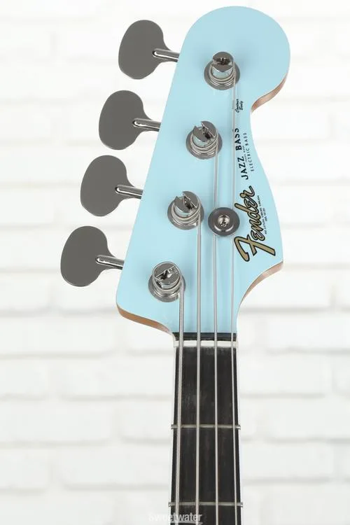  Fender Gold Foil Jazz Bass 4-string Bass Guitar - Sonic Blue Demo