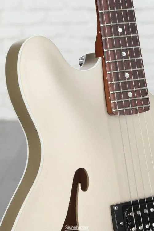 Fender Tom DeLonge Starcaster Semi-hollowbody Electric Guitar - Satin Shoreline Gold Demo