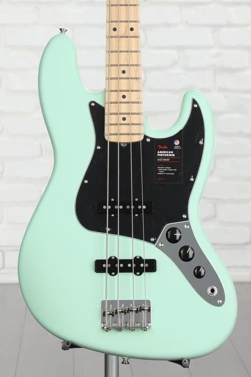 Fender American Performer Jazz Bass - Satin Surf Green with Maple Fingerboard Demo