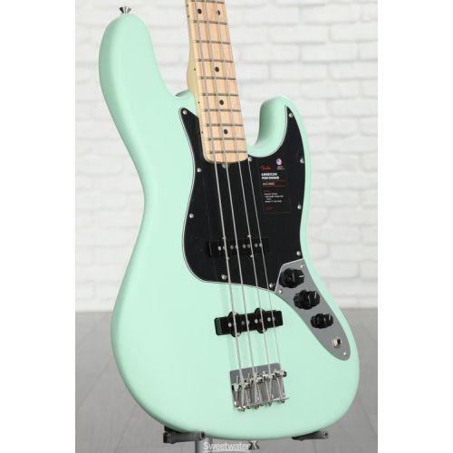  Fender American Performer Jazz Bass - Satin Surf Green with Maple Fingerboard Demo