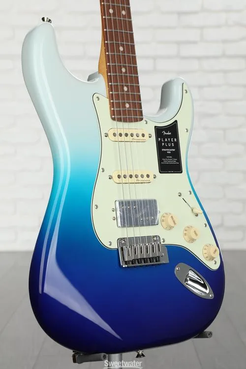  Fender Player Plus Stratocaster HSS Electric Guitar - Belair Blue with Pau Ferro Fingerboard