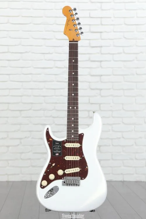  Fender American Ultra Stratocaster Left-handed - Arctic Pearl with Rosewood Fingerboard Demo