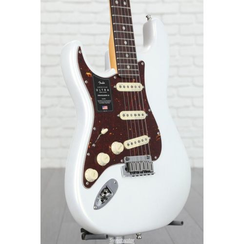  Fender American Ultra Stratocaster Left-handed - Arctic Pearl with Rosewood Fingerboard Demo