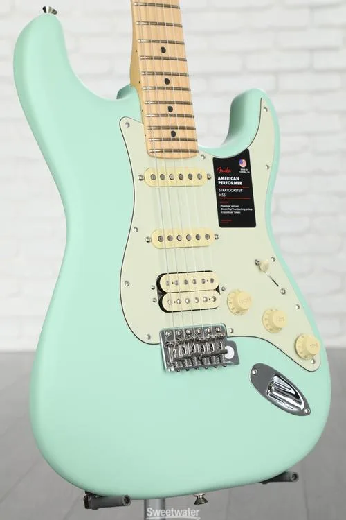  Fender American Performer Stratocaster HSS - Satin Surf Green with Maple Fingerboard