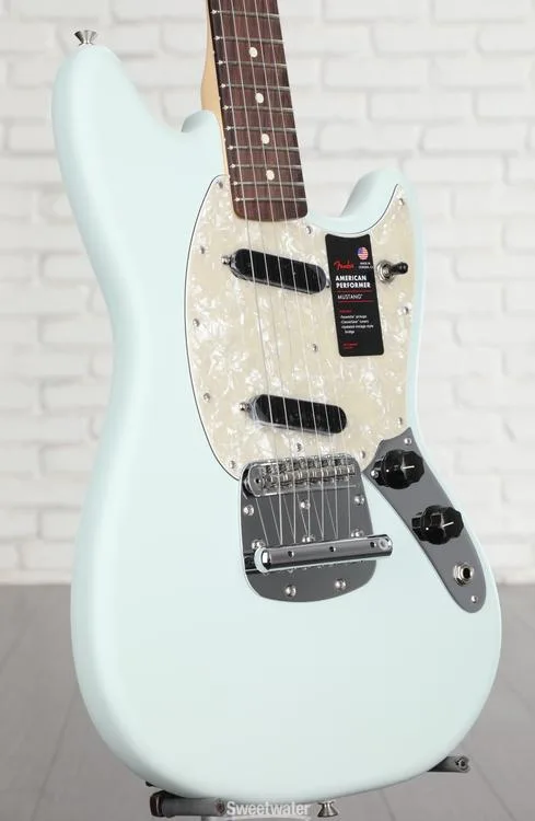  Fender American Performer Mustang - Satin Sonic Blue with Rosewood Fingerboard