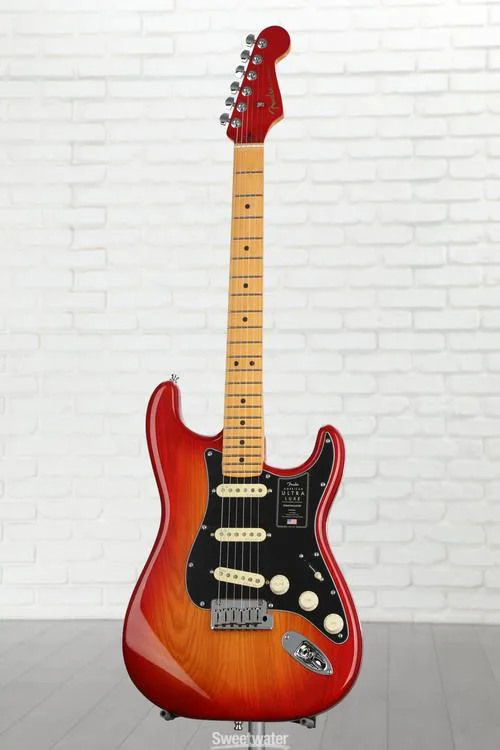  Fender American Ultra Luxe Stratocaster - Plasma Red Burst with Maple Fingerboard