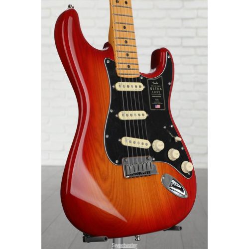  Fender American Ultra Luxe Stratocaster - Plasma Red Burst with Maple Fingerboard