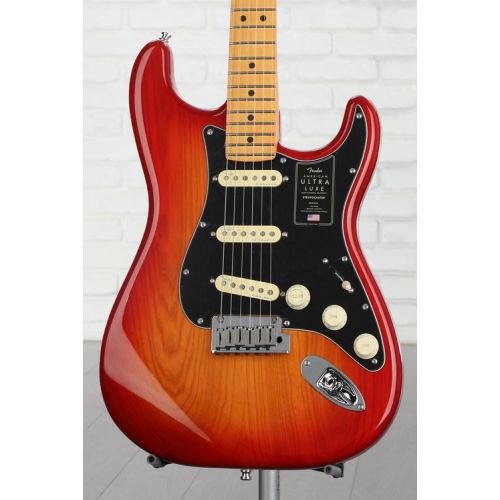  Fender American Ultra Luxe Stratocaster - Plasma Red Burst with Maple Fingerboard