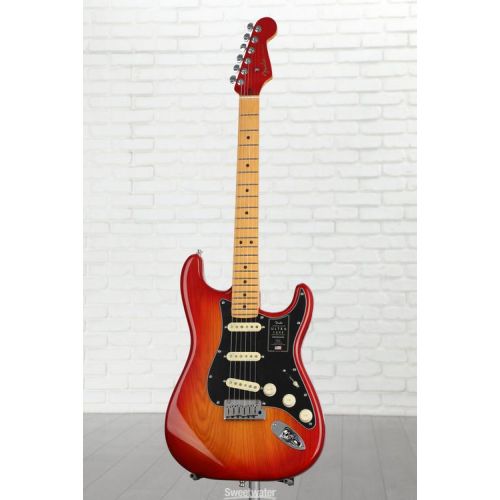  Fender American Ultra Luxe Stratocaster - Plasma Red Burst with Maple Fingerboard