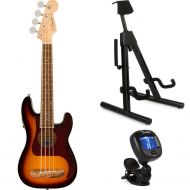 Fender Fullerton Precision Bass Uke Essentials Bundle - 3-Color Sunburst
