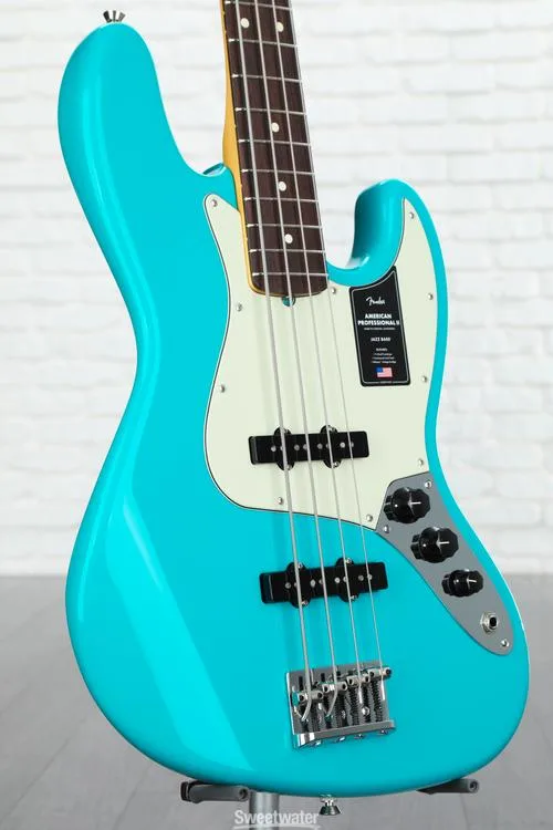  Fender American Professional II Jazz Bass - Miami Blue with Rosewood Fingerboard
