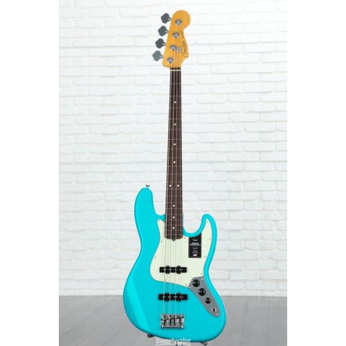  Fender American Professional II Jazz Bass - Miami Blue with Rosewood Fingerboard