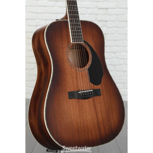  Fender PD-220E All Mahogany Dreadnought Acoustic-electric Guitar - Aged Cognac Burst