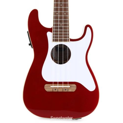  Fender Fullerton Stratocaster Uke Essentials Bundle - Candy Apple Red