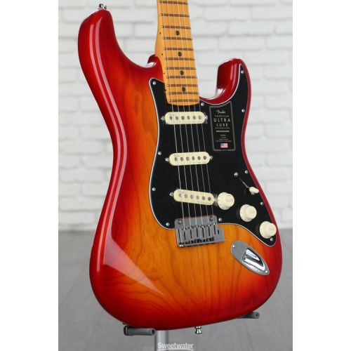  Fender American Ultra Luxe Stratocaster - Plasma Red Burst with Maple Fingerboard Demo