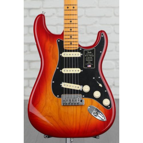  Fender American Ultra Luxe Stratocaster - Plasma Red Burst with Maple Fingerboard Demo