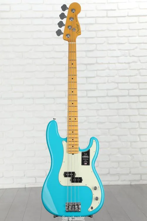  Fender American Professional II Precision Bass - Miami Blue with Maple Fingerboard Demo