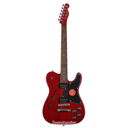  Fender Jim Adkins JA-90 Telecaster Thinline Semi-hollowbody Electric Guitar - Crimson Transparent with Indian Laurel Fingerboard