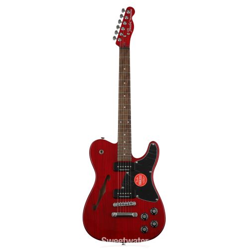  Fender Jim Adkins JA-90 Telecaster Thinline Semi-hollowbody Electric Guitar - Crimson Transparent with Indian Laurel Fingerboard