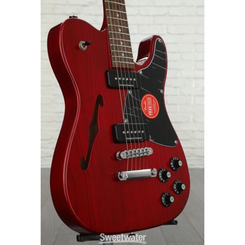  Fender Jim Adkins JA-90 Telecaster Thinline Semi-hollowbody Electric Guitar - Crimson Transparent with Indian Laurel Fingerboard