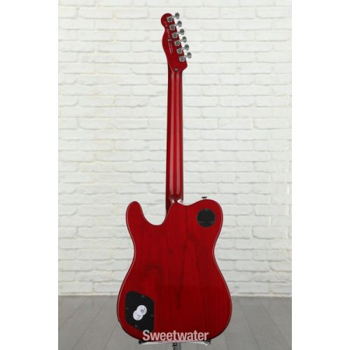  Fender Jim Adkins JA-90 Telecaster Thinline Semi-hollowbody Electric Guitar - Crimson Transparent with Indian Laurel Fingerboard