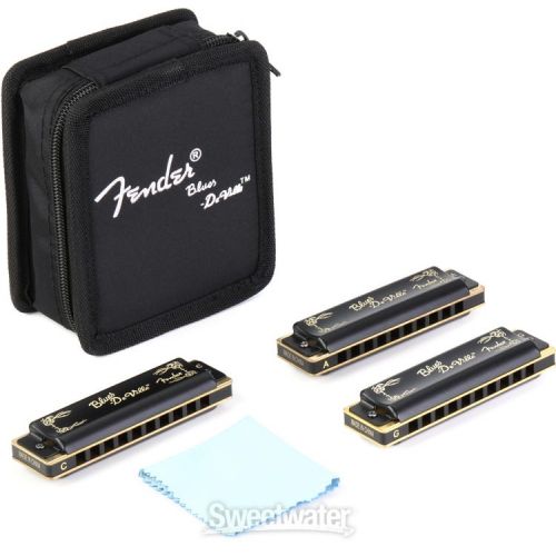  Fender Blues DeVille Harmonica 3-pack with Case