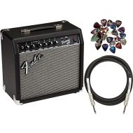 Fender Frontman 20G Guitar Combo Amplifier - Black Bundle with Instrument Cable and Picks