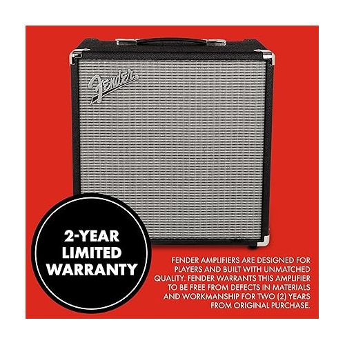  Fender Rumble 40 V3 Bass Amp for Bass Guitar, Bass Combo, 40 Watts, with 2-Year Warranty 8 Inch Speaker, with Overdrive Circuit and Mid-Scoop Contour Switch