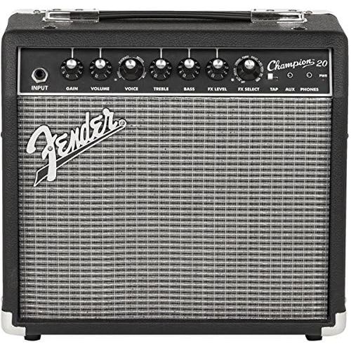  Fender Champion 20 Guitar Amplifier Bundle with Instrument Cable, 24 Picks, and Austin Bazaar Polishing Cloth