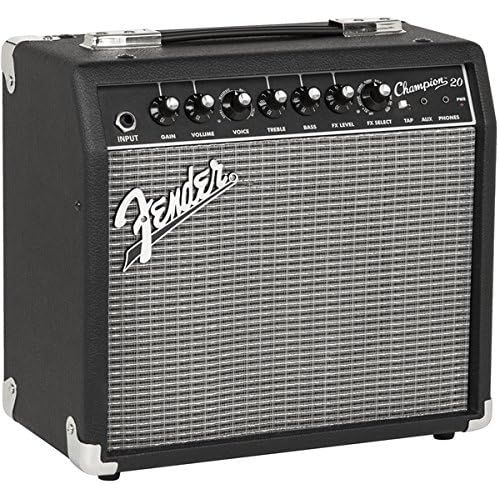  Fender Champion 20 Guitar Amplifier Bundle with Instrument Cable, 24 Picks, and Austin Bazaar Polishing Cloth