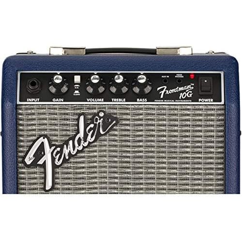  Fender Frontman 10G Electric Guitar Amplifier - Midnight Blue Bundle with 24 Picks and 10-Foot Instrument Cable