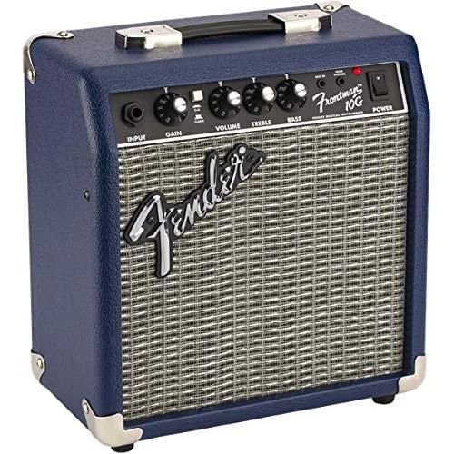  Fender Frontman 10G Electric Guitar Amplifier - Midnight Blue Bundle with 24 Picks and 10-Foot Instrument Cable
