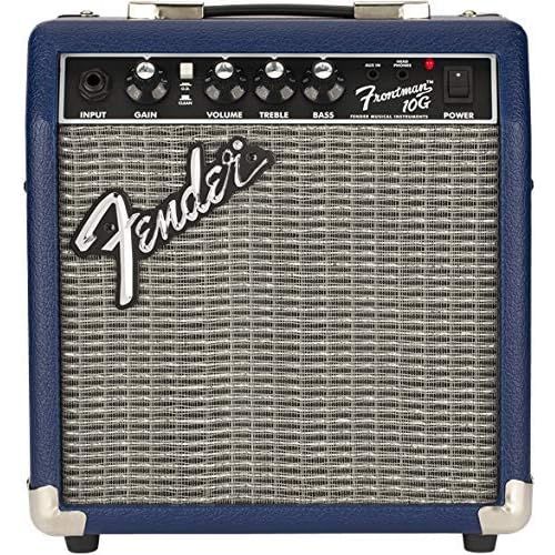  Fender Frontman 10G Electric Guitar Amplifier - Midnight Blue Bundle with 24 Picks and 10-Foot Instrument Cable