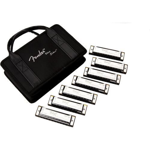  Fender Blues Deluxe Harmonica, 7-Pack with Case